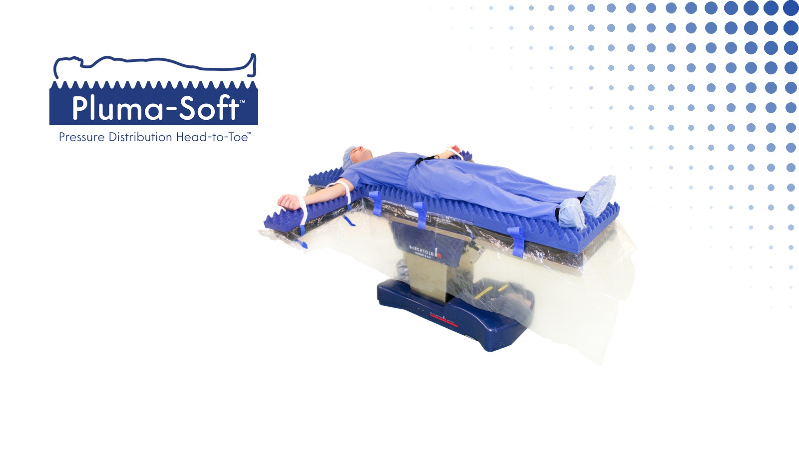 Pluma-Soft Head-To-Toe full-length pressure redistribution pad on the OR table